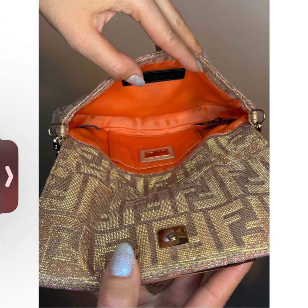 Fendi Gold & Pink Zucca Mia Pochette - Picture 7 of 9
